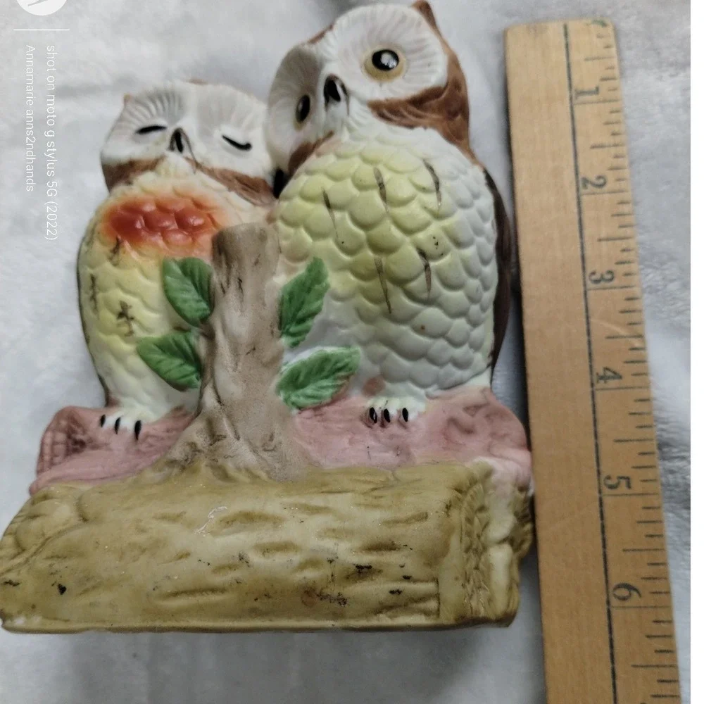 Vintage Ceramic Owl‎ Figurine Pair Made in Taiwan Cottage Farmhouse Decor